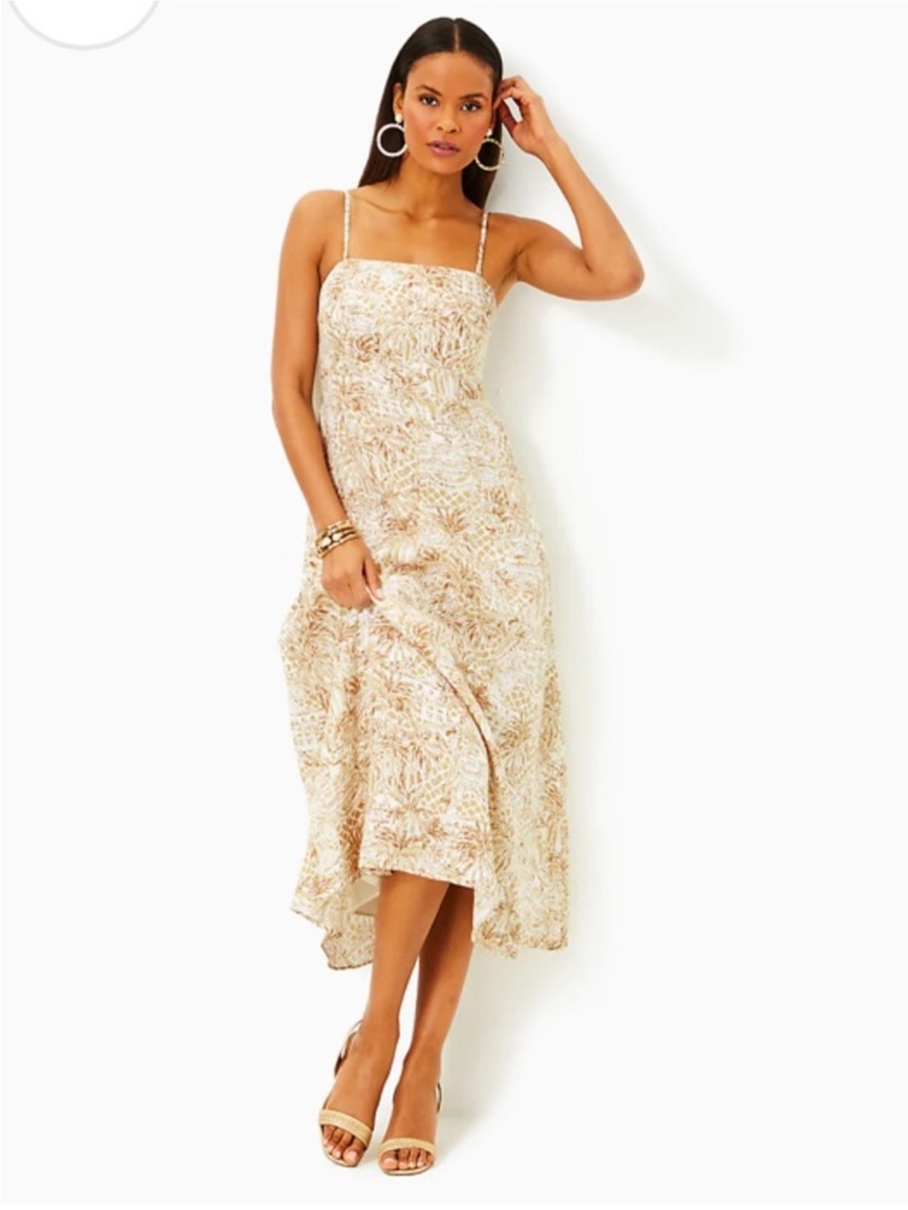 NWT Lilly Pulitzer
JORGIAN LINEN MIDI DRESS, SAND BAR PALM BEACH PARADISE - Picture 3 of 5